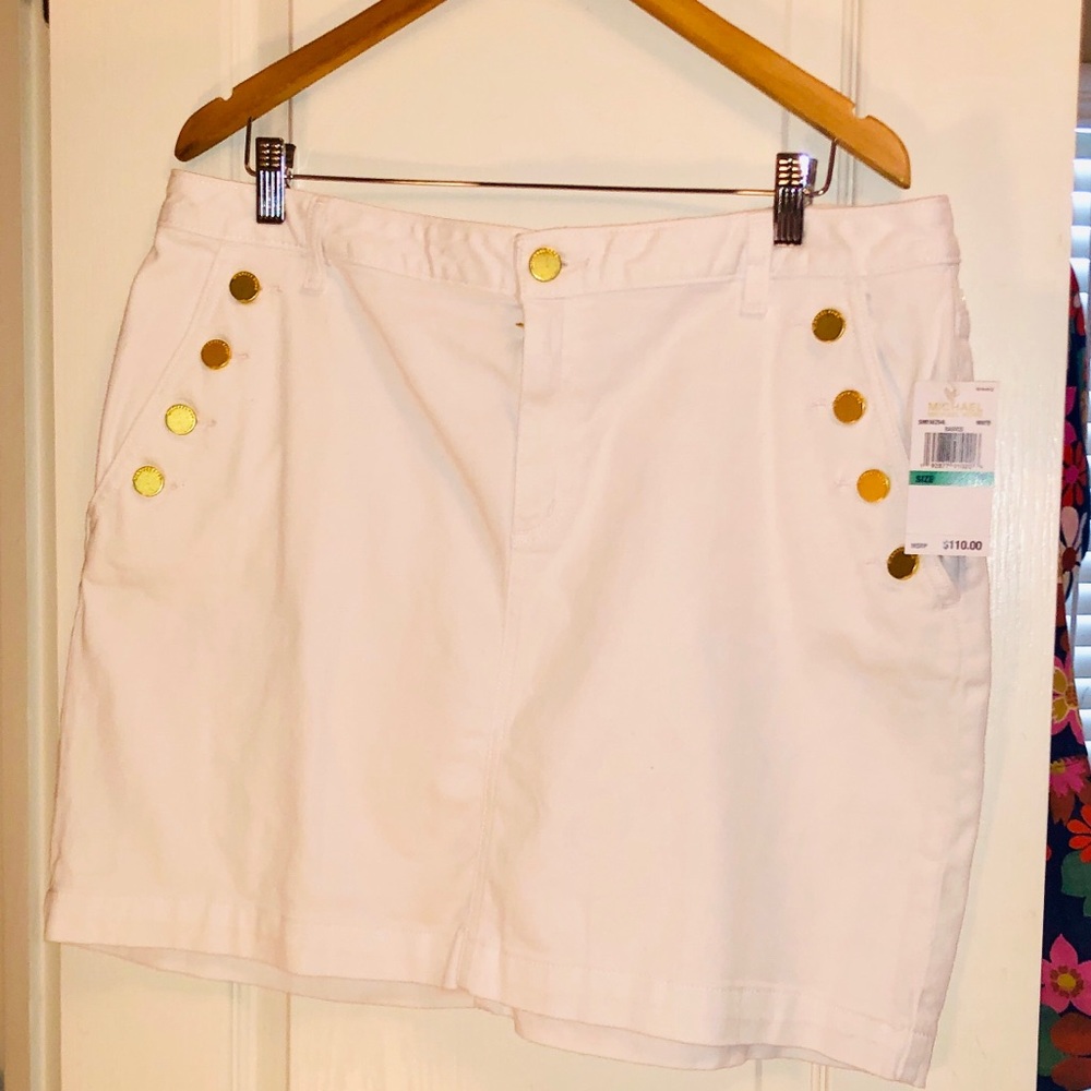NWT Michael Kors White Denim Skirt Size 16